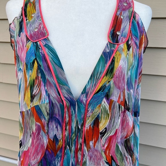 Erica Davies 100% silk top Women multicolored size 6 - Picture 8 of 13